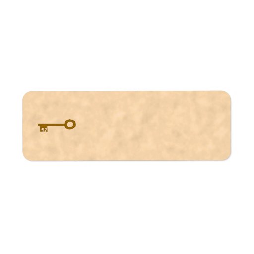 Key. Brown Key on Parchment Effect. Return Address Label