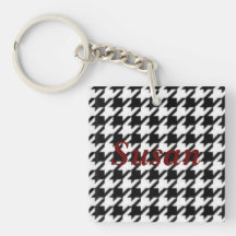 Key Chain in Houndstooth with Susan on the front Acrylic Keychain