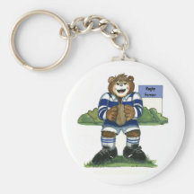 Key Chain - Male Rugby Bear in Blue