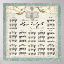 Key to my Heart Dove Reception Table Seating Chart Print