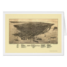 Key West, FL Panoramic Map - 1884 Cards