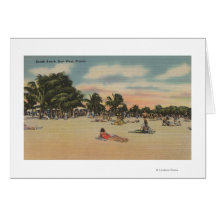Key West, FL - View of South Beath w/ Sunbathers Card