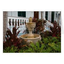 Key West Garden Fountain Blank Greeting Card