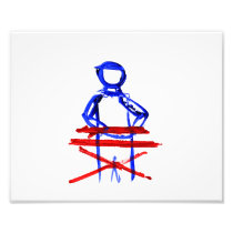 Keyboard player stick outline red blue cutout photograph