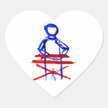 Keyboard player stick outline red blue cutout sticker