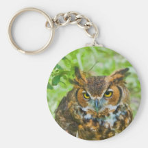 Keychain avec le grand hibou à cornes porte-clefs