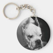Keychain blanc de chien de boxeur porte-clefs