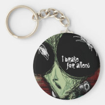 Keychain, I Brake For Aliens, Cute Cartoon