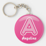 Keychain Letter A Pink Bubble