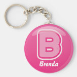 Keychain Letter B Pink Bubble