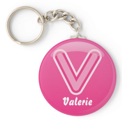 Keychain Letter V Pink Bubble by poplaWorld