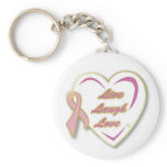 Keychain Live Laugh Love Pink ribbon pin