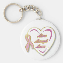 Keychain Live Laugh Love Pink ribbon pin