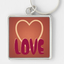 Keychain Love Heart Brown Maroon Cute Customize It