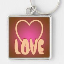 Keychain Love Heart Brown Maroon Pink Customize It
