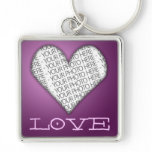 Keychain Love Heart Purple Your Photo Here