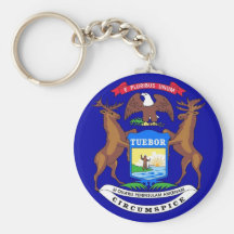 Keychain with Flag of Michigan State