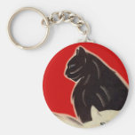 Keychains ~ Art deco style Cats on Red Feline Gift