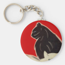 Keychains ~ Art deco style Cats on Red Feline Gift