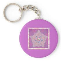 Keyring - Purple Star Fractal Pattern