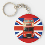 Keyring with Bus and British Flag Key Chain