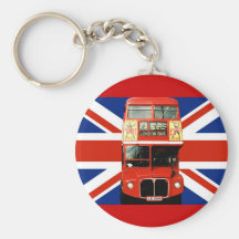 Keyring with Bus and British Flag Key Chain