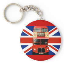 Keyring with Bus and British Flag