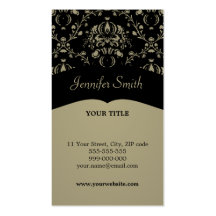 Khaki / Black Damask business card