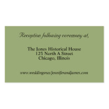 Khaki Green Wedding enclosure cards Business Card