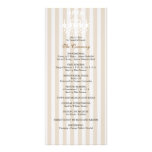 Khaki & White Chandelier Striped Wedding Program Custom Rack Cards