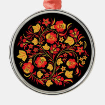 Khokhloma Russian Folk Art Christmas Ornament