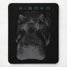 Kiboko_hippo on black poster mouse pad