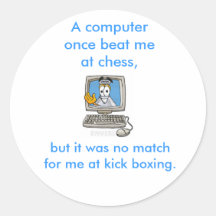 Kick Boxing Computer Round Stickers