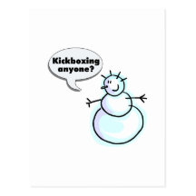 Kickboxing Snowman Post Cards