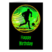 Kicking Balls in Green and Gold Greeting Card
