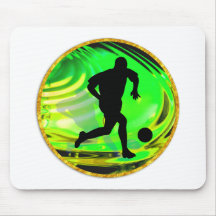 Kicking Balls in Green and Gold Mouse Pads