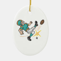 kicking off football player christmas tree ornaments