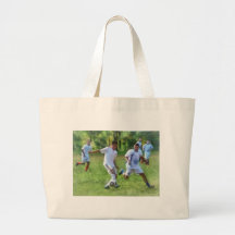 Kicking Soccer Ball Tote Bag