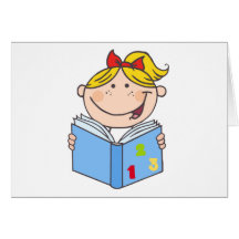 Kid Girl Reading A Book Card