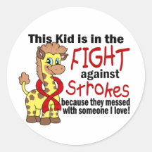 Kid In The Fight Against Strokes Round Stickers