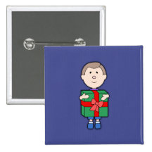 kid with christmas gift pins