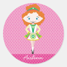 KIDLETS irish dancer dancing red hair Round Sticker