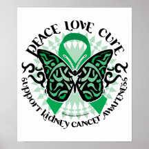 Kidney Cancer Butterfly Tribal Posters