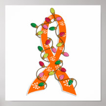 Kidney Cancer Christmas Lights Ribbon Posters