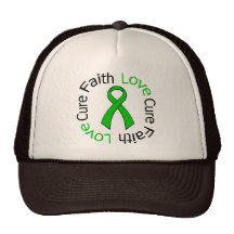Kidney Cancer Faith Love Cure (Green Ribbon) Mesh Hat