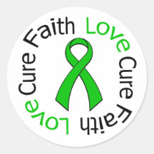 Kidney Cancer Faith Love Cure (Green Ribbon) Round Sticker