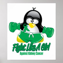 Kidney Cancer Fighting Penguin Print