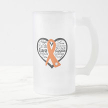 Kidney Cancer Heart Ribbon Collage 2 Mugs