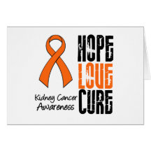 Kidney Cancer Hope Love Cure Ribbon Card
