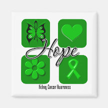 Kidney Cancer Hope Love Inspire Awareness Green Fridge Magnet